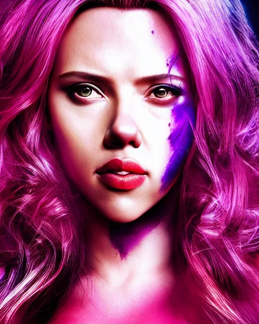 Image similar to scarlett johansson portraying a beautiful psylocke from marvel comics, beautiful scarlett johansson psylocke, movie, hyper realistic, hollywood promotional image, imax, 8 k