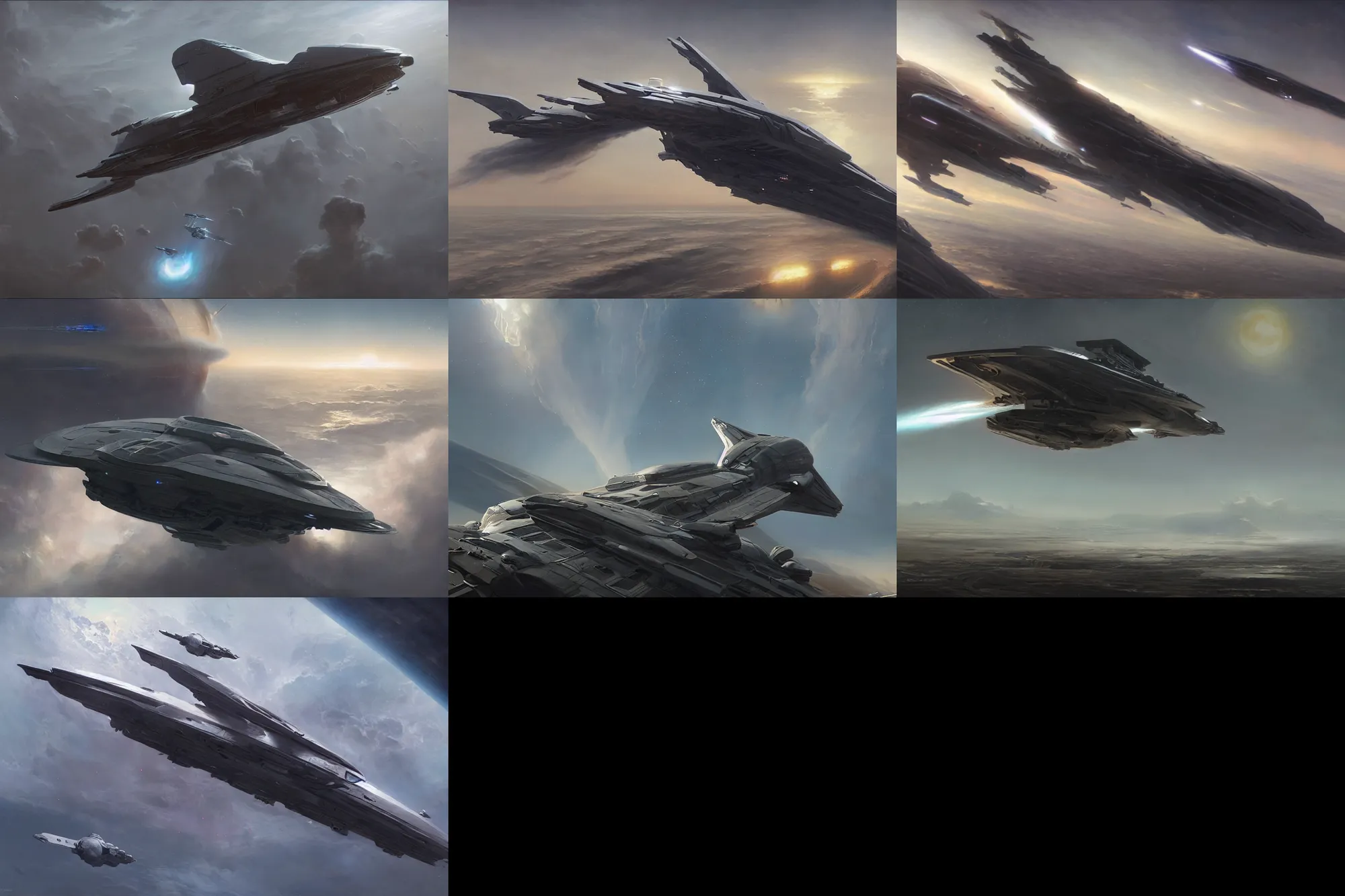 Image similar to hyper realistic sci - fi matte concept art painting of a starship above earth, beautiful details, strong composition painted by kim jung guweta studio rutkowski, james gurney and greg rutkowski, and lucasfilm, smooth, intricate, detailed, sharp focus, cinematic