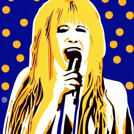 Image similar to stevie nicks playing guitar and singing, sticker - art, svg vector, adobe - illustrator