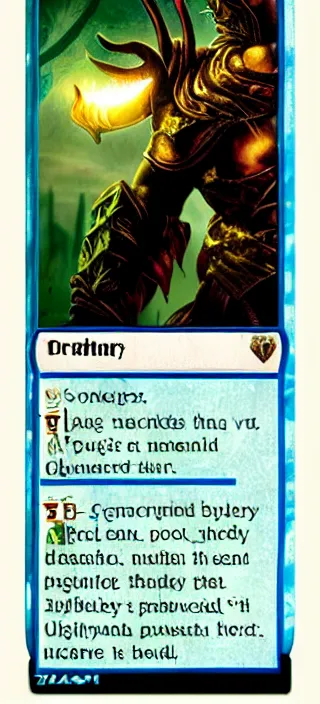 Image similar to magic the gathering card with comprehensible text