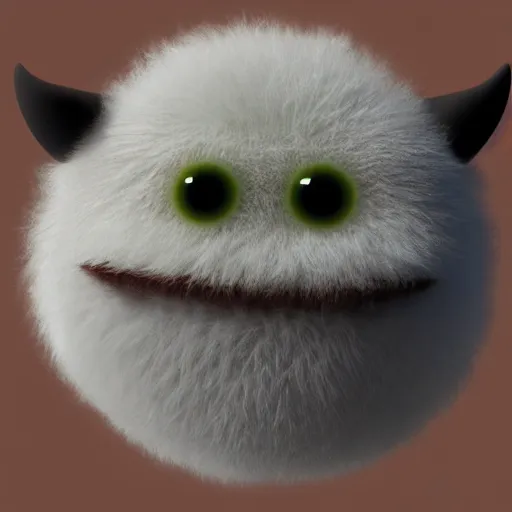 Prompt: fluffy ball with one eye. monster. looking to the camera. smile. artstation.