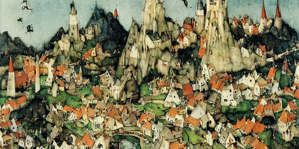 Prompt: a beatiful village with little houses, extremely detailed, sharp focus, wide view, smooth, digital illustration, colorfull by edmund dulac, by hieronimus bosch