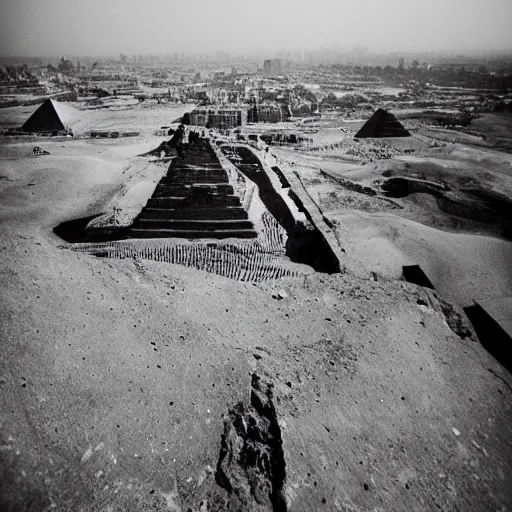 Image similar to photo of giant dragon flying around pyramids in Giza, 50mm, beautiful photo