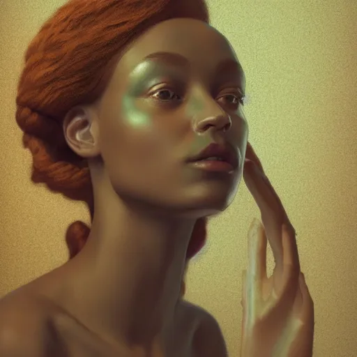 Prompt: kodak portra 4 0 0, 8 k, artstation, soft light, volumetric lighting, highly detailed, britt marling style 3 / 4 portrait photography of a beautiful woman pre - raphaelite, inspired by thandiwe muriu delphine dialo, royal woman, realistic, refined, highly detailed