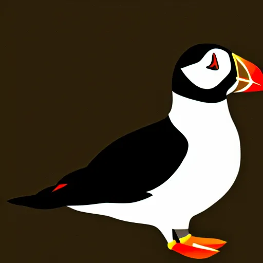 Image similar to flat single tone black vector silhouette of a puffin, pure white background, 4 k resolution