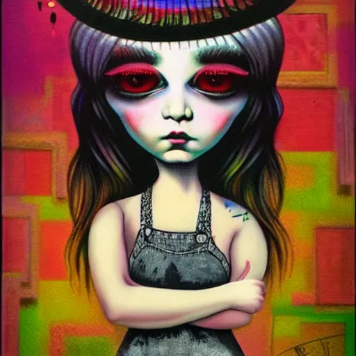 Prompt: Glitchpunk girl, painting by Mark Ryden