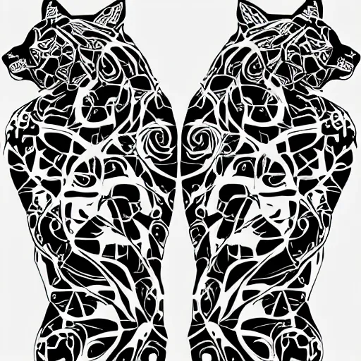 Image similar to black and white illustration creative design, two headed cat