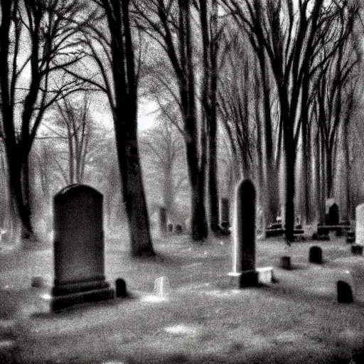 Image similar to insane nightmare, no light, everything is blurred, creepy shadows, cemetery, very poor quality of photography, 2 mpx quality, grainy picture