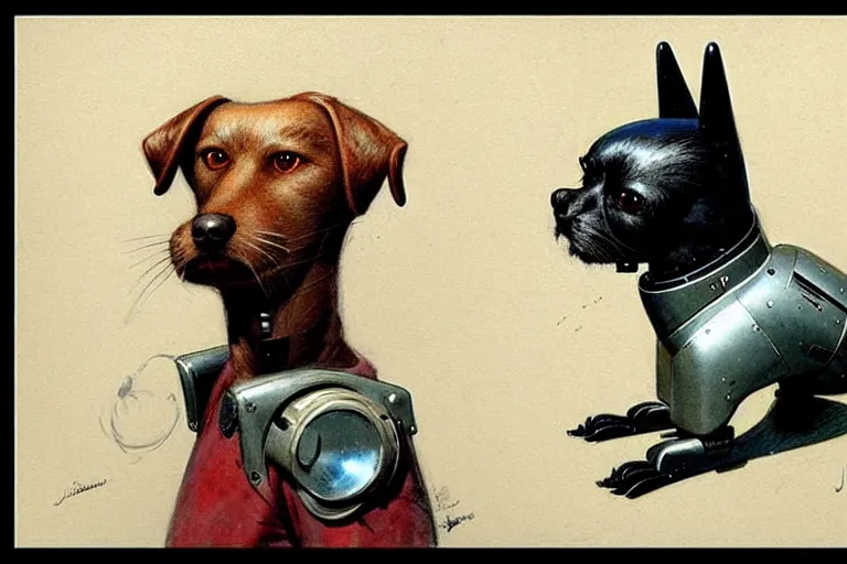 Image similar to scout ( ( ( ( ( 1 9 5 0 s retro future robot android dog. muted colors. ) ) ) ) ) by jean baptiste monge!!!!!!!!!!!!!!!!!!!!!!!!! chrome red