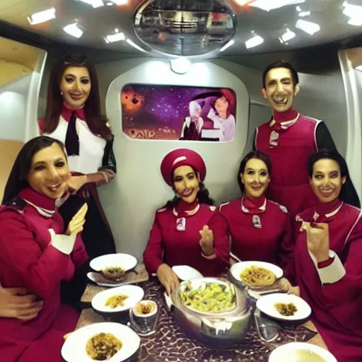 Image similar to starship enterprise arabic cabin crew with lebanese food and music