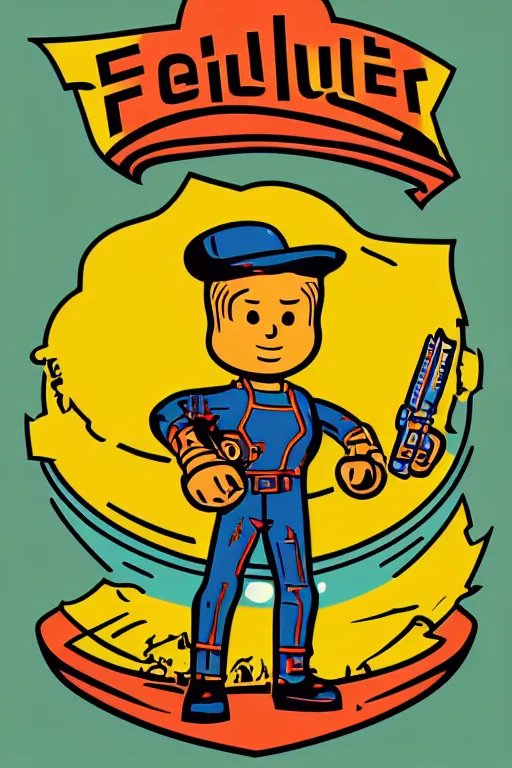 Image similar to fallout 7 6 retro futurist illustration art by butcher billy, sticker, colorful, illustration, highly detailed, simple, smooth and clean vector curves, no jagged lines, vector art, smooth andy warhol style