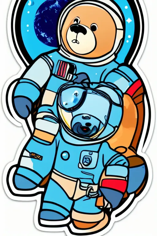 Image similar to A portrait of a bear as an astronaut on the moon, sticker, colorful, illustration, highly detailed, smooth and clean vector curves, no jagged lines, vector art, smooth