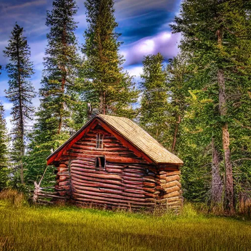 Image similar to old cabin, XF IQ4, 150MP, 50mm, f/1.4, ISO 200, 1/160s, natural light, Adobe Photoshop, Adobe Lightroom, DxO Photolab, polarizing filter, Sense of Depth, AI enhanced, HDR