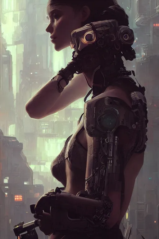 Prompt: ultra realistic cyberpunk girl, elegant, highly detailed, digital painting, concept art, smooth, sharp focus, illustration, art by greg rutkowski and alphonse mucha