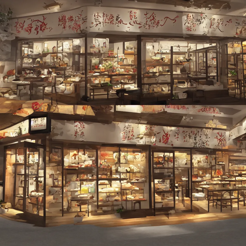 Prompt: a fancy realistic sushi store front, realistic,