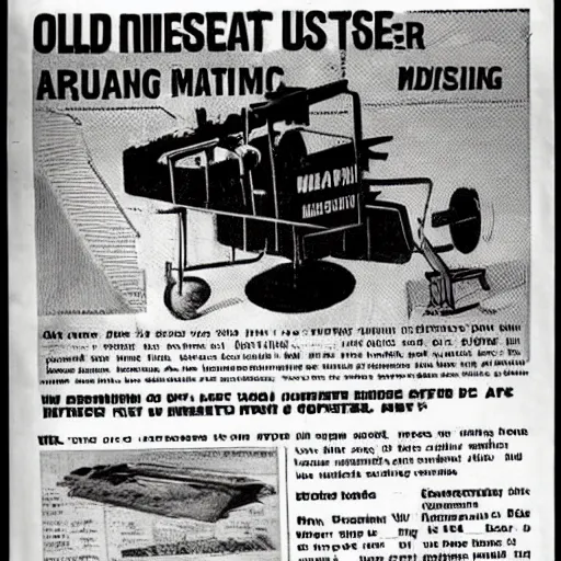 Prompt: old newspaper advertisement for asteroid mining equipment