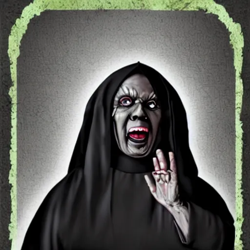 Prompt: sister mary clarence as the nun horror zombie ( no gore )