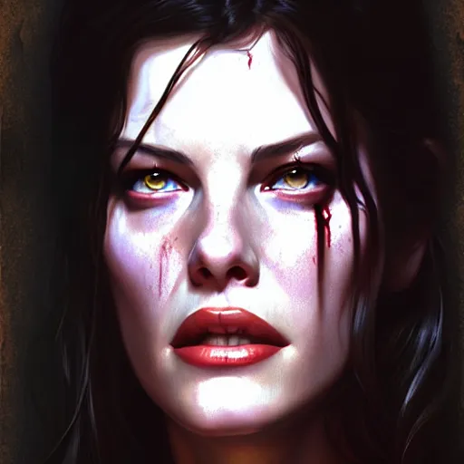 Image similar to beautiful digital painting liv tyler the evil dead with high detail, 8 k, stunning detail, photo by artgerm, greg rutkowski and alphonse mucha, unreal engine 5, 4 k uhd