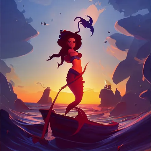 Image similar to painting mermaid treasure on sea of thieves game avatar hero smooth face median photoshop filter cutout vector, behance hd by jesper ejsing, by rhads, makoto shinkai and lois van baarle, ilya kuvshinov, rossdraws global illumination