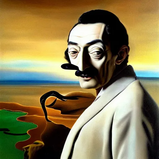 Image similar to painting of Salvador Dali by Salvador Dali , highly detailed, 8k, cinematic,