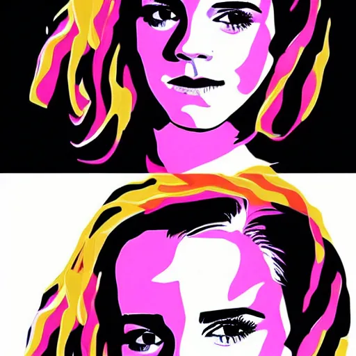 Image similar to Emma Watson, pop-art