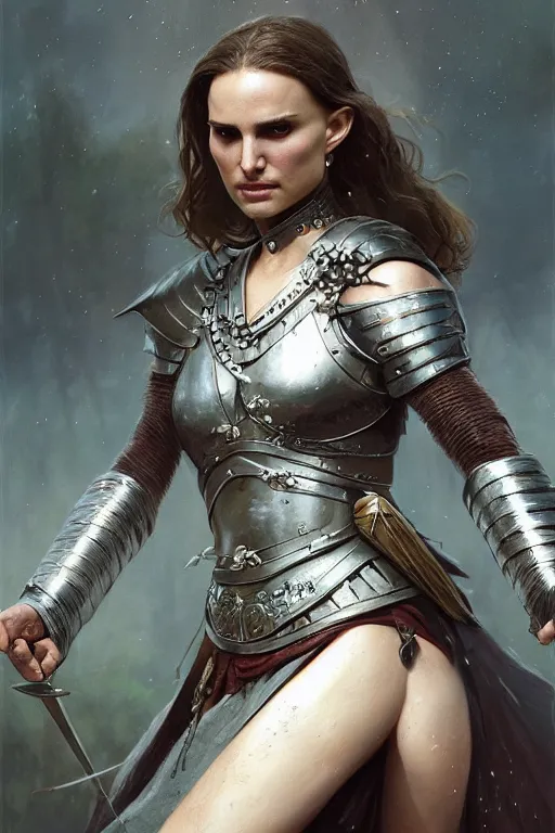 Image similar to natalie portman, legendary warrior, heroic, lord of the rings, tattoos, decorative ornaments, battle armor, by carl spitzweg, ismail inceoglu, vdragan bibin, hans thoma, greg rutkowski, alexandros pyromallis, perfect face, fine details, realistic shading photorealism