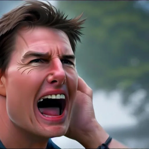 Prompt: Tom Cruise screaming at broken toys, 8k, cinematic, photorealistic