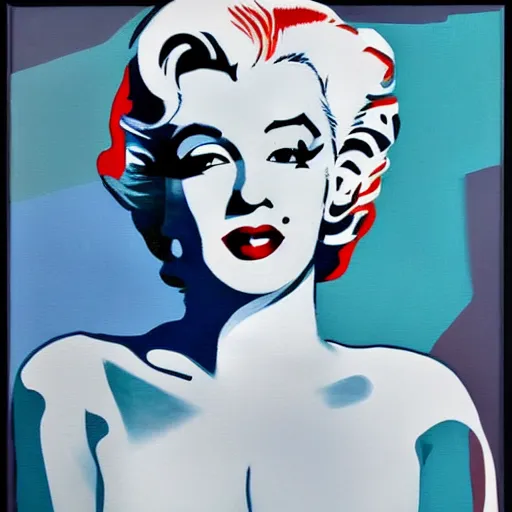 Image similar to A Bauhaus style painting of Marilyn Monroe