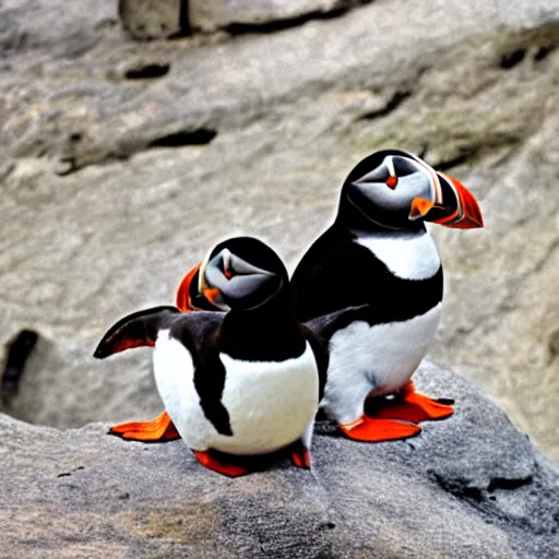 Image similar to puffin sitting next to penguin
