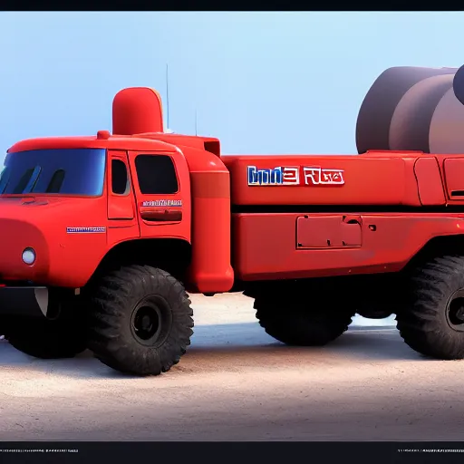 Image similar to HIMARS rocket launcher, Pixar Cars character concept artwork, 3d concept, high detail iconic character, 8k octane render