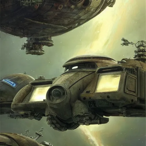 Image similar to vintage, old, ussr, rusty, soviet, car iz 2 1 2 5!!! as a realistic scifi spaceship!!!, floating in space, engines instead of wheels!!, wide angle shot art by donato giancola and greg rutkowski, vintage retro scifi, realistic space, digital art, trending on artstation, symmetry!!!