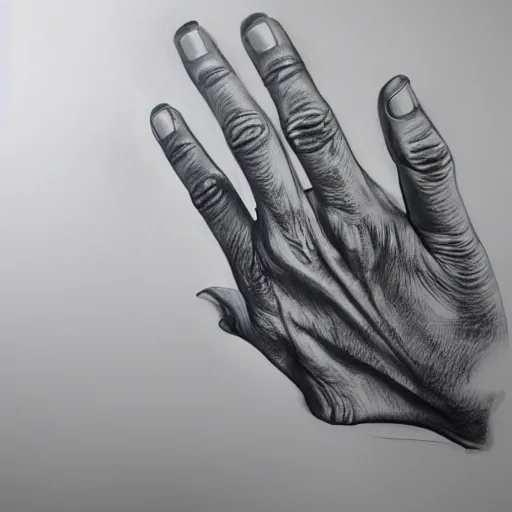 Prompt: hand with five fingers, realistic, hyper detailed, high quality, pencil drawing