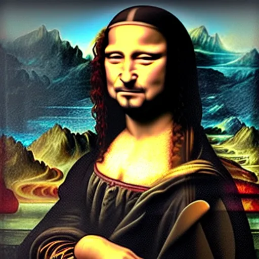 Prompt: Post Malone as the Mona Lisa, made by Leonardo da Vinci