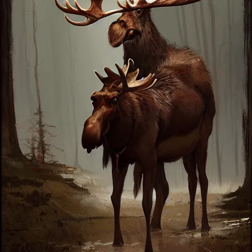 Image similar to anthropomorphic moose by greg rutkowski