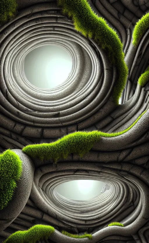 Image similar to highly detailed ultra sharp 3 d render cinematic composition of a smooth ceramic porcelain biomorphic magnolia stone nebula fluid fractal sci - fi surreal architecture landscape, granite, metallic, magnesium, marble, moss and lichen, vincent callebaut composition, mamou - mani, archviz, beautiful lighting, 8 k, unreal engine, hdr,