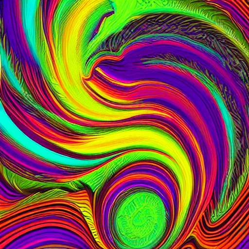 Image similar to dmt waves in an ocean of thoughts, digital art