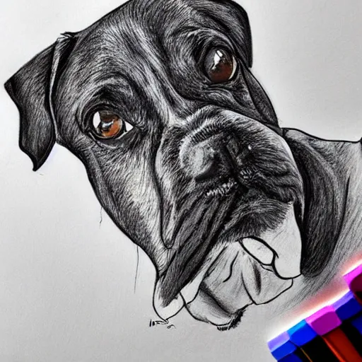 Prompt: dog portrait, sketch, hand - drawn by eeststreatdrug