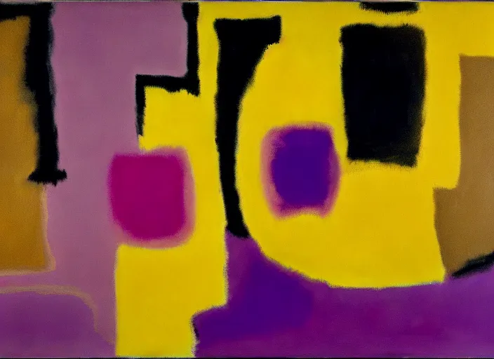 Image similar to abstract half moon in purple, yellow, gold, beige, black, painted by Mark Rothko, Franz Kline, Helen Frankenthaler, Pat Steir and Hilma af Klint, abstract painting, color field painting. 8k, extreme detail, intricate detail, masterpiece