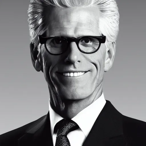 Prompt: minimalist portrait of ted danson, concept art, highly detailed in the style of nintendo, black background,