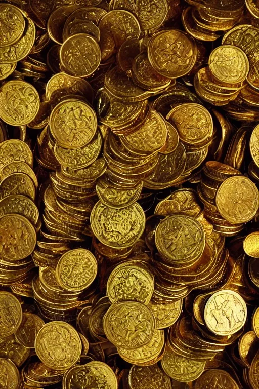 Image similar to intricate color photo of rishi sunak on top of a mountain of gold coins 8 k octane beautifully detailed render