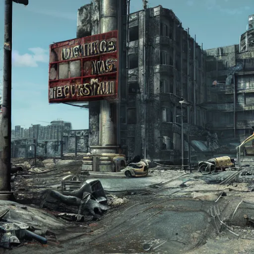 Image similar to fallout 3 concept art render in unreal 5