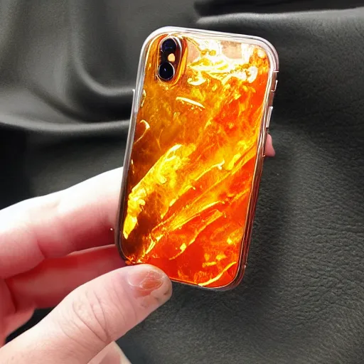 Prompt: an iphone encased in amber, photo realistic, hd,