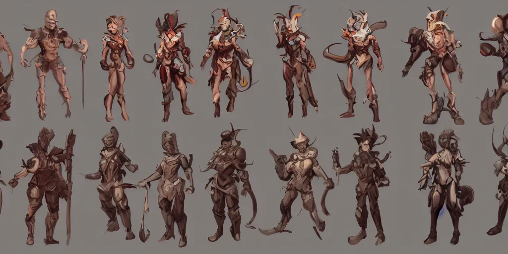 Prompt: a bunch of character designs for a video game, concept art by senior character artist, artstation contest winner, full body