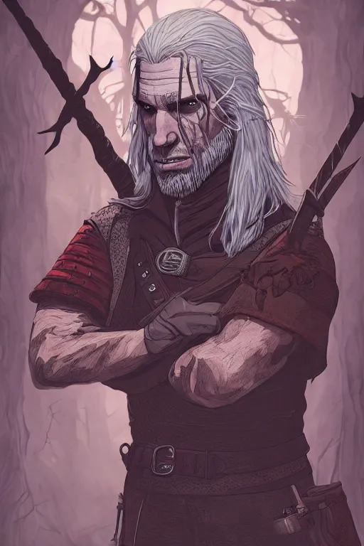 Image similar to geralt of rivia in sleepy hollow, full body, big two toned eyes, teeth gritted, horror, intricate details, cinematic, epic, realistic, anatomy, tomer hanuka, uplight, artstation, photorealistic, scary