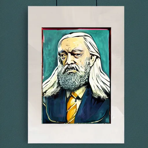 Image similar to dumbledore as art deco, painting