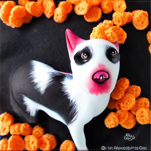 Image similar to vampire Cheeto raspberry dog realistic