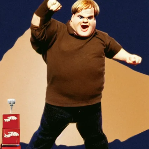 Image similar to chris farley, action figurine, ebay photo