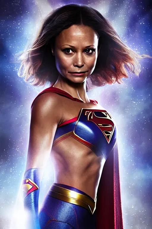 Image similar to majestic and regal portrait of thandie newton female supergirl, dc universe, perfect face, beautiful, intricate, epic, elegant, fantasy, highly detailed, digital painting, hard focus, beautiful volumetric lighting, epic light, ultra detailed, by leesha hannigan, ross tran, thierry doizon, kai carpenter, ignacio fernandez rios