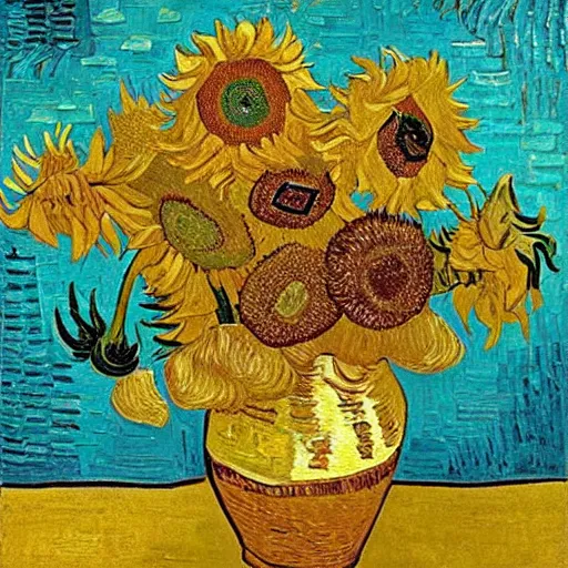 Image similar to sunflowers in the style of van gogh