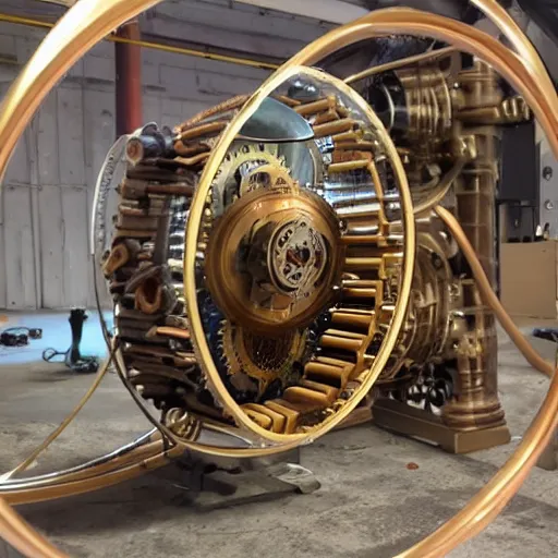 Image similar to a steampunk hamster engineer running inside a hamster wheel that looks like a cog connected to other cogs